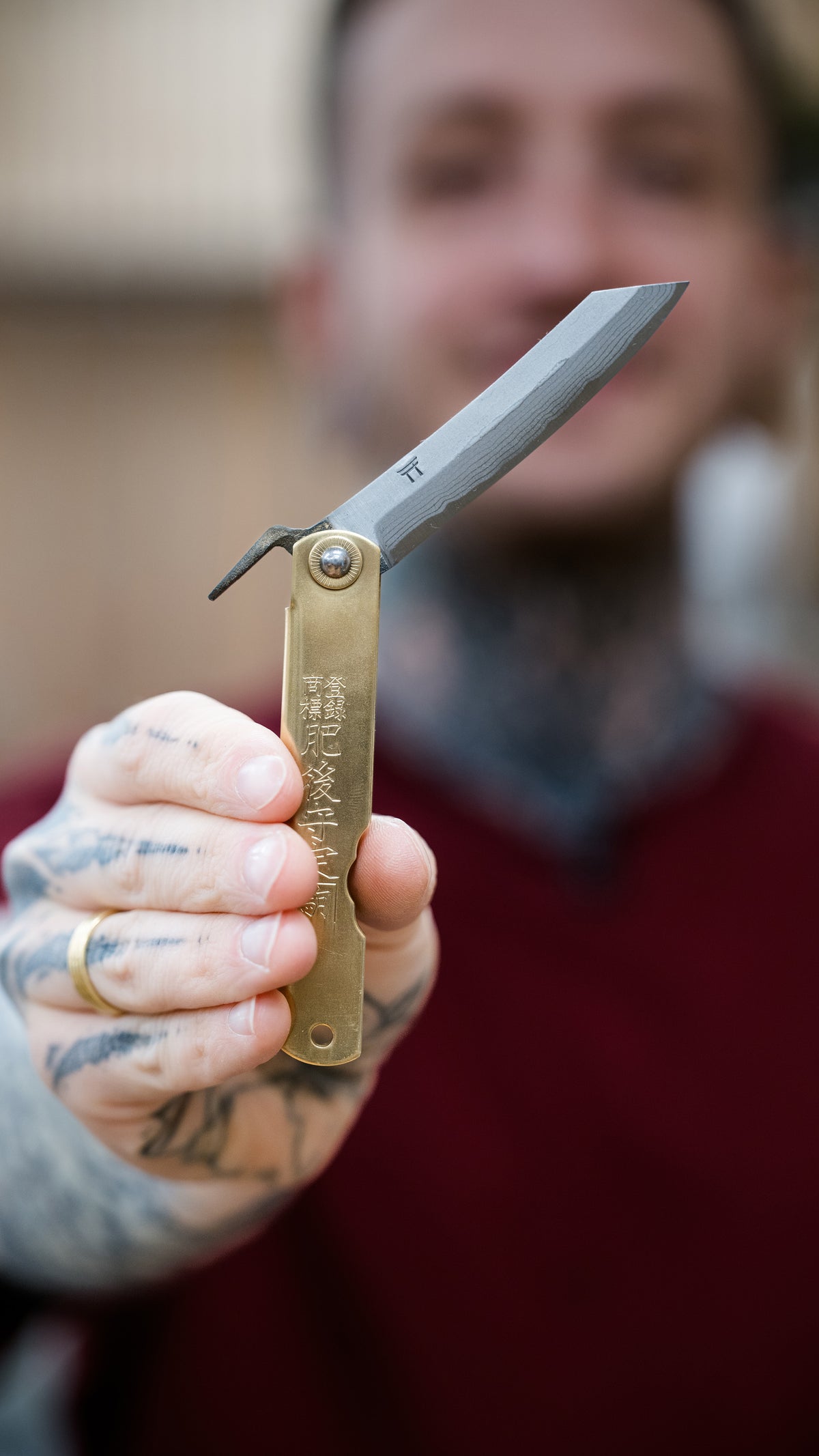 Japanisches Damast Taschenmesser - TEMPLE TOOL
