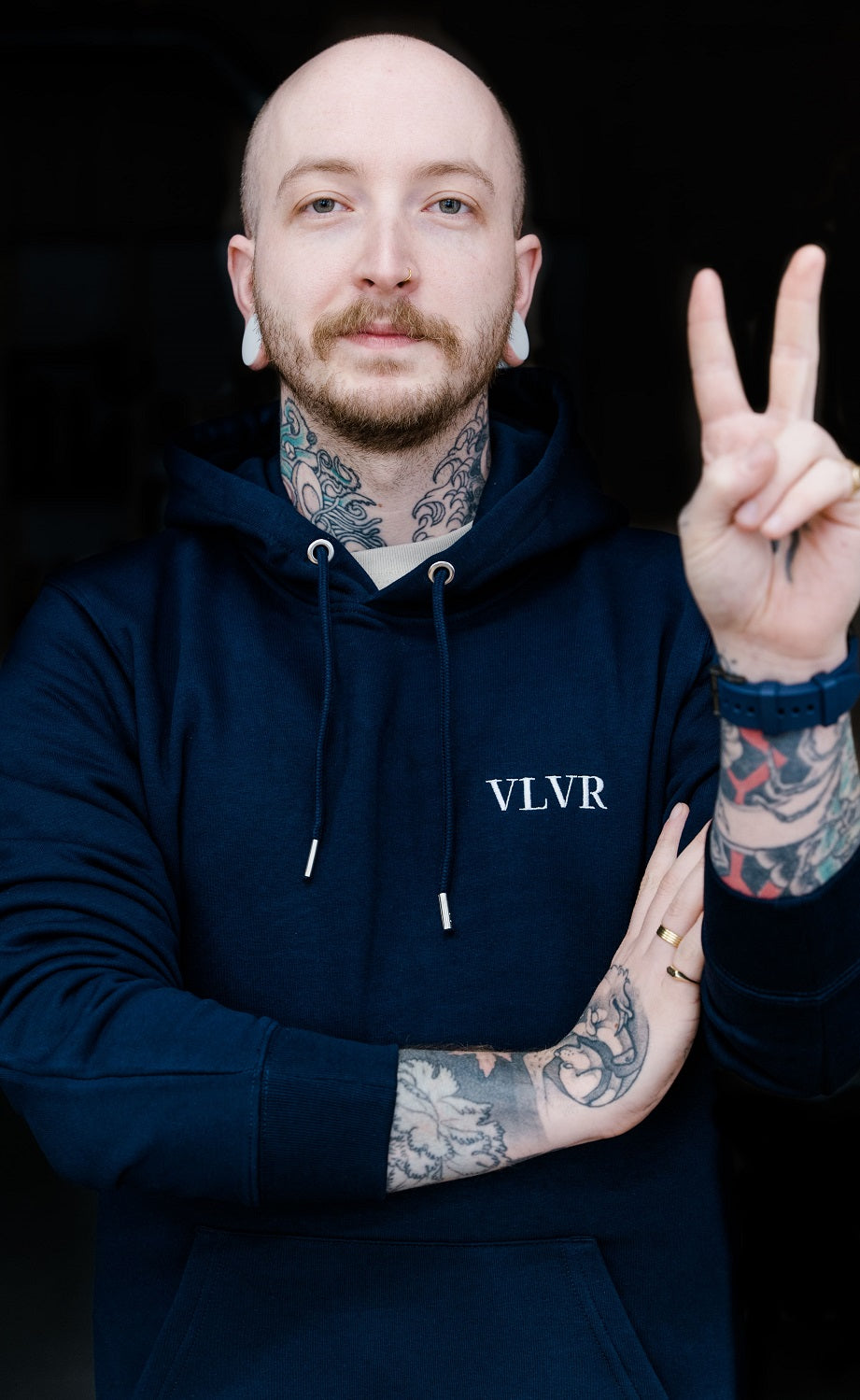 VLVR Hoodie Marine Blau in M